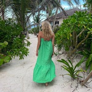 Zara Green Textured Maxi Dress